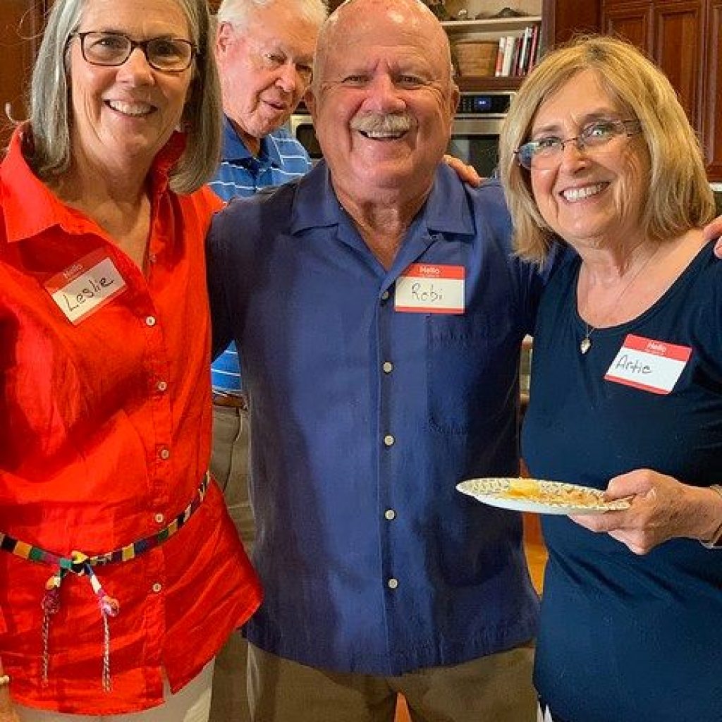 Leslie Tilley, Gene Cravens, Robi Robinson, and Artie Palermo at a recent gathering hosted by volunteers Betty and Al Sammartino.